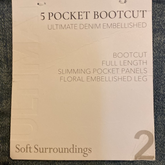 Soft Surroundings Boot Cut Embroidered Jeans - Picture 10 of 11